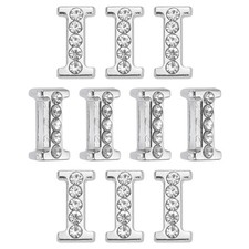 Letter Charm, 20Pcs 8mm Slide Half Rhinestone Alphabet Charm Letter I 