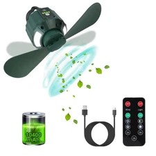 Portable Tent Ceiling LED Fan,10400mAh USB Battery Operated Hanging Lantern F...