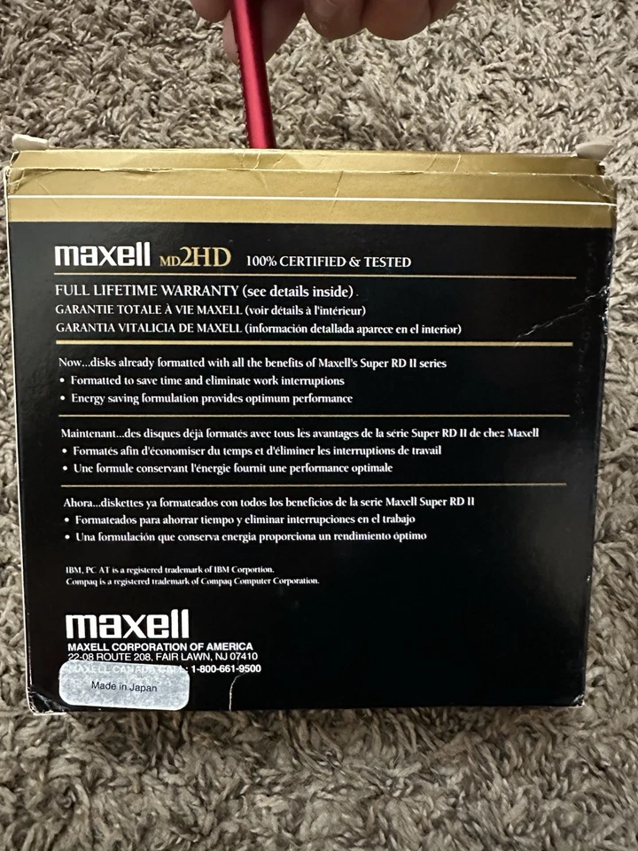 PACK de 10 disquetes Maxell MD2HD 5 1/4" IBM de alta densidad NUEVA CAJA ABIERTA Foto 2 de 3