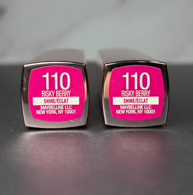 2 Pack MAYBELLINE Color Sensational Shine Compulsion Lipstick 110 Risky Berry