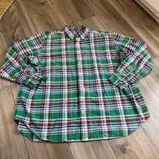 Ralph Lauren Mens 2XB Big Green Plaid Button Down Shirt Long Sleeve Bin J-23