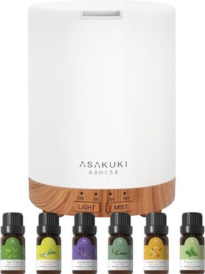 Aroma Diffuser mit 6*10ML Ätherische Öle Set, 300ml Luftbefeuchter, 14 LED-Fa...