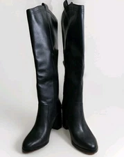 Deltan Brianne Women’s 10M Western Tall Black Classy Chic Leather Boots NWOB