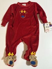 NWT Carter's Baby Size 6M Red Zip Up Footed Sleeper Reindeer