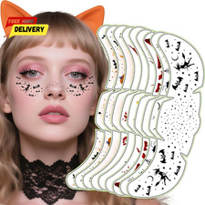 Halloween Party Favors - 9 Pack Black Bat Freckles Face Tattoos  Halloween Game