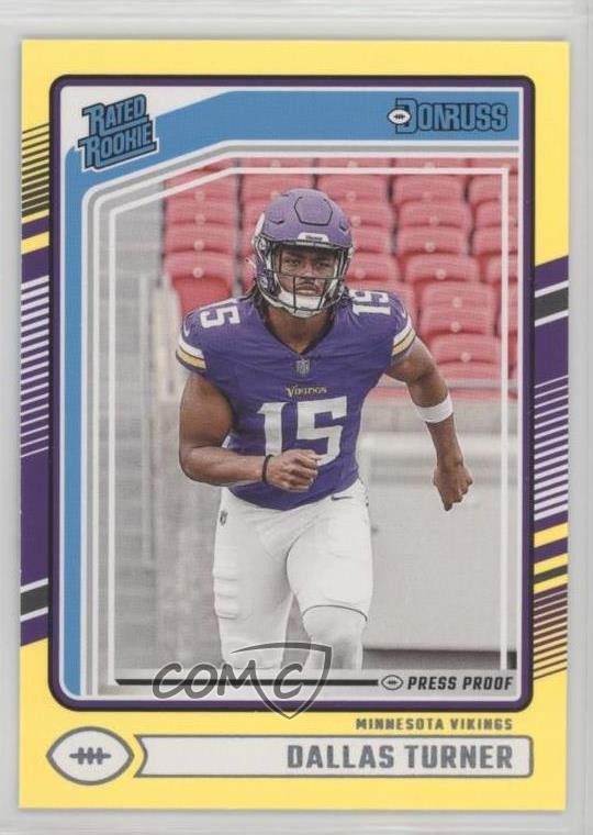 2024 Panini Donruss Rated Yellow Press Proof Dallas Turner #331 Rookie RC 19b1