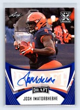 Josh Imatorbhebhe 2021 Leaf Draft Autographs Blue AU Illinois Fighting Illini