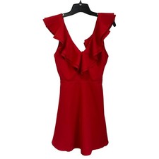 Lulus Divine Darling Red Ruffle Mini Skater Dress Size S Romantic Party Date