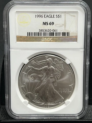 1996 American Silver Eagle Coin NGC MS69 ASE MS 69 1oz Slab Graded $1