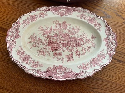Vintage Crown Ducal (England) 16'' Serving Platter in ''Bristol'' Pink  Pattern 