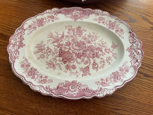Vintage Crown Ducal (England) 16" Serving Platter in "Bristol" Pink Pattern