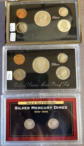 3 Silver sets, $1.90 FV 90% silver: 2 proof sets + 1 Mercury dime set_BELOW SPOT