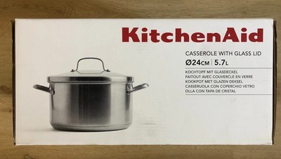 KitchenAid Kasserolle Topf mit Glasdeckel 24 cm / 5,7 l, alle Kochtypen