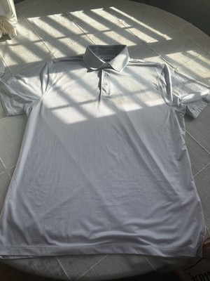 Hickey Freeman Golf Polo Shirt Gray Geometric 90% Polyester Men's Size M