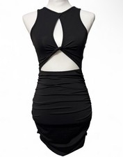 SHEIN Black Cut Out Ruched Sleeveless Bodycon Mini Dress, Size S, Short