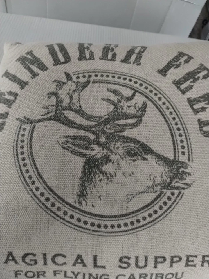 Primitives By Kathy Reindeer Feed Throw Pillow Tan SZ 16 x 16 Inches Square  - Image 2 of 4