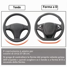 Coprivolante D Shape 37-38 Cm in Pelle Pu Copri Sterzo per Auto Accessorio Volan - Miniatura 5