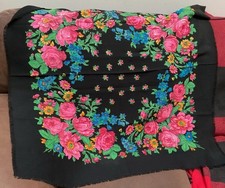RUSSIAN PAVLOVO POSAD SHAWL SCARF WOOL FLORAL MULTICOLOR ROSES 95cmx95cm/36  x36  