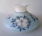 VINTAGE MILK GLASS HAND PAINTED BLUE FLOWERS GLOBE LAMP SHADE 10" FITTER