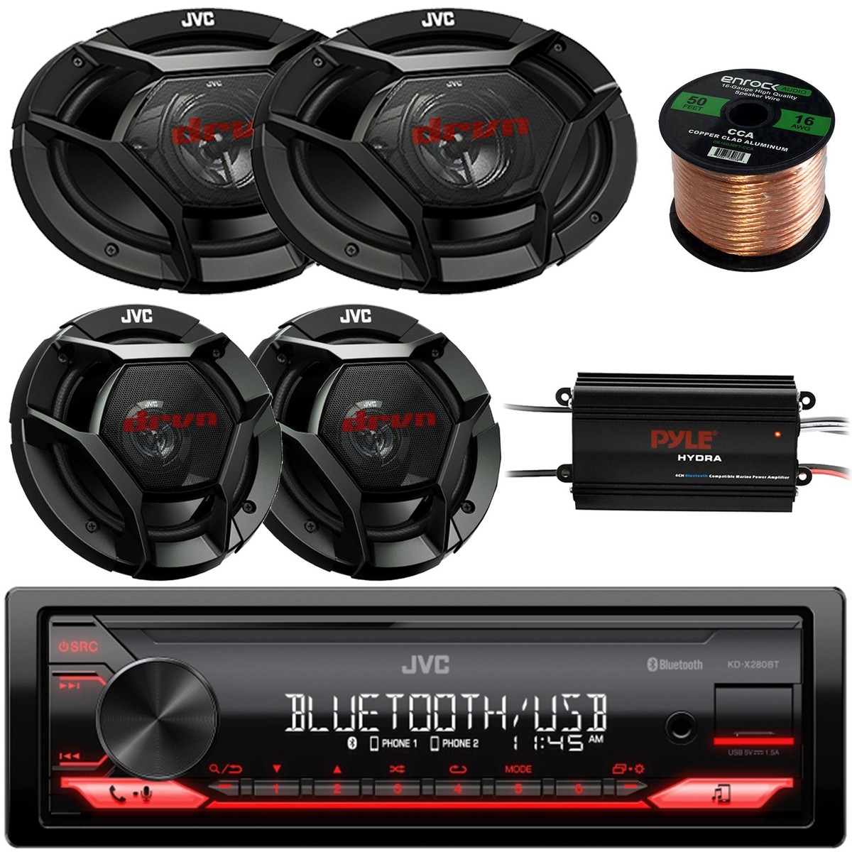 JVC 4CH Amp Stereo Receiver 2x 6x9