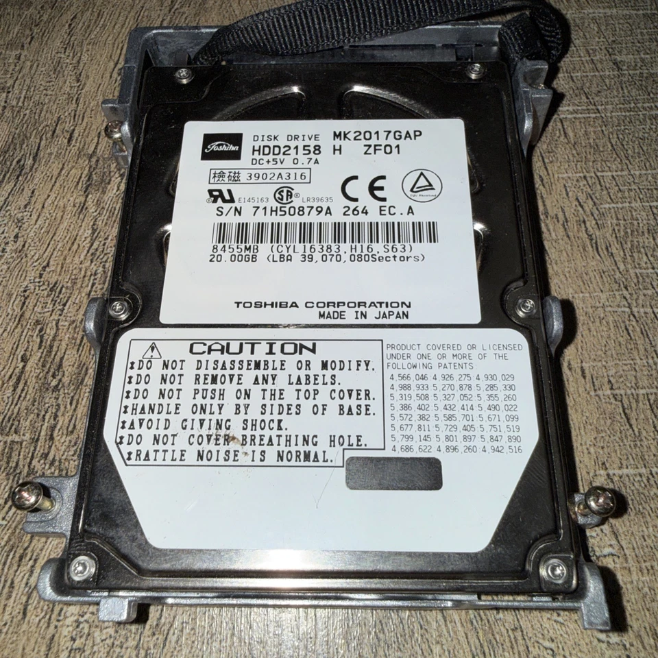 Toshiba 20GB MK2017GAP IDE (HDD2158 D ZF01 T) Laptop HardDrive NOT TESTED - Image 3 of 4