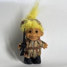 Russ Troll Doll Military Fatigues W/ Yellow Hair Complete W/Accessories