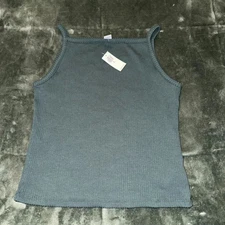 Old Navy Rib-Knit Cami Tank Top Women’s MT Jade Shadow High Square Neck NEW NWT