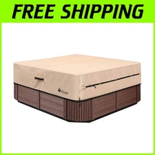 Weatherproof Hot Tub Cover 600D Polyester 83''x83'' - Stylish Brown & Secure Fit