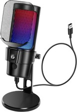 Gaming USB Microphone RGB Quick Mute Gain Control for Streaming PC PS5 PS4 US