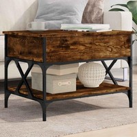 Couchtisch RäUchereiche 70X50X50 Cm Holzwerkstoff Und Metall
