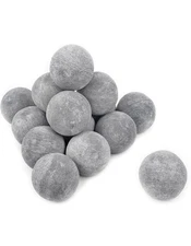Skyflame Ceramic Fire Balls, 3” Set of 15 Round Fire Stones Set Gray