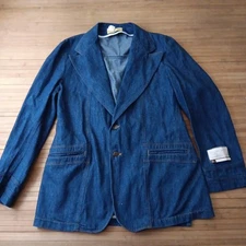 Vtg Deadstock 1970s-80s h.i.s Brand Denim Blazer Jacket Western 42 Fit S-M Levis