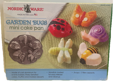 NEW NORDIC WARE GARDEN BUGS Mini Cake Pan Aluminum Bee Ladybug Snail Butterfly