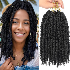 Passion Twist Crochet Hair 10 Inch 6 Packs Pre-Twisted, Pre-Looped, Wavy, Cur...
