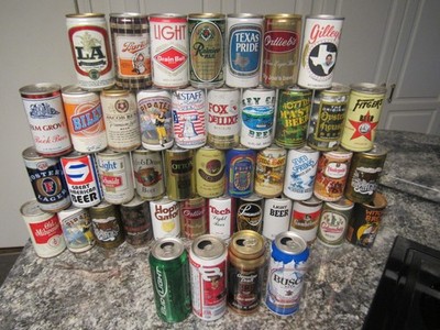 Lot of 44 Vintage Beer Cans Empty Mixed Brands Collection Steel - Video
