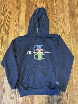 Supreme X Champion FW17 Stacked C Hooded Sweatshirt Navy Size Medium