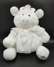 Vintage 1986 Fisher Price PUFFALUMPS White COW With Dress Plush Toy 15" 8001