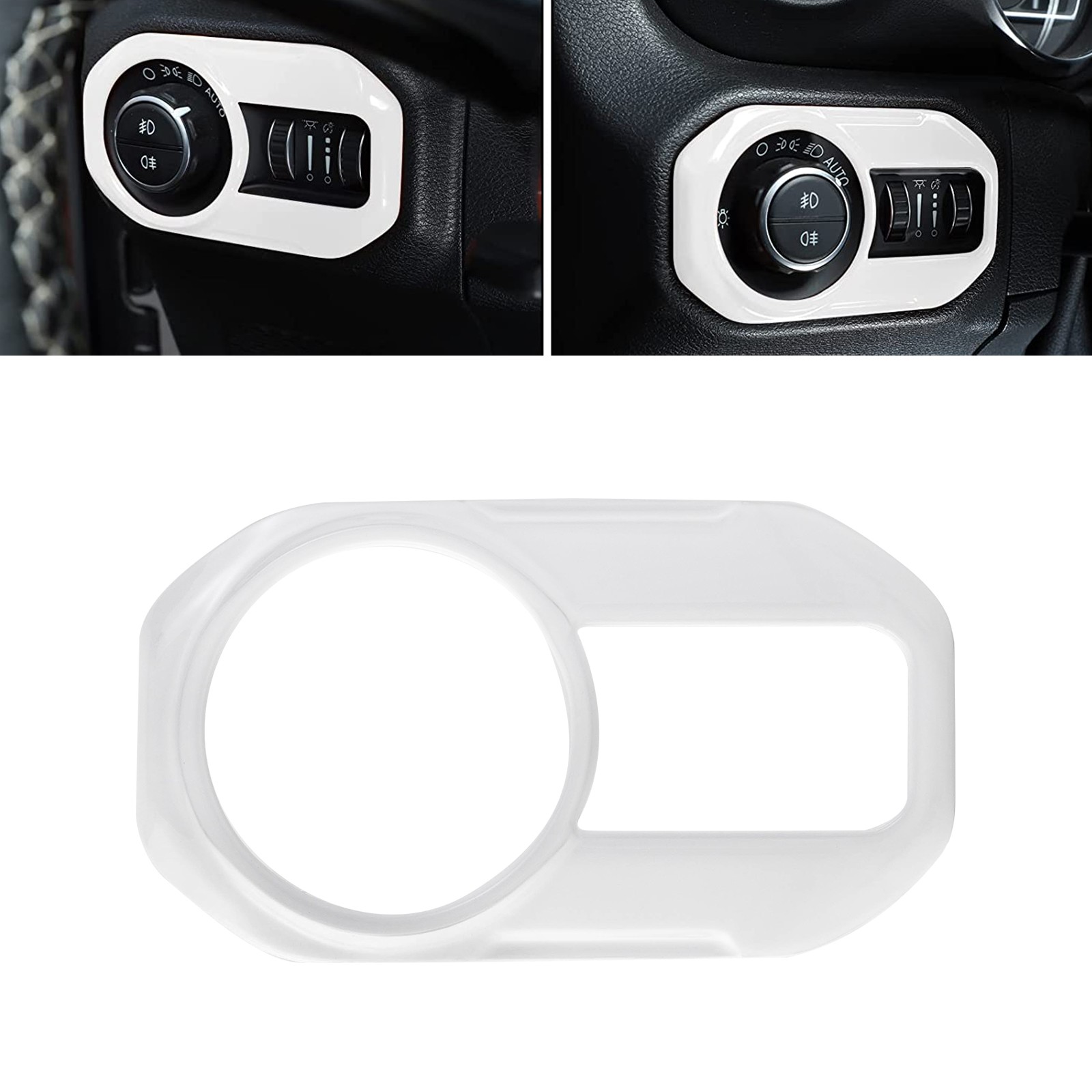 White Headlight Lamp Switch Button Cover Trim For Jeep Wrangler JL JT 2018~2021 thumbnail 2