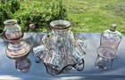 Vintage Fenton Iridescent Dusty Cabbage Rose 3-Piece Ruffled Glass Fairy Lamp — photo 3