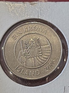 2005 🇮🇸 ICELAND 1 Krona Circulated KM# 27A Free Shipping