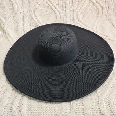 oversized wide brim straw hat - black Oversized Beach Straw Hats for Women Extra Large Wide Brim  main image 2