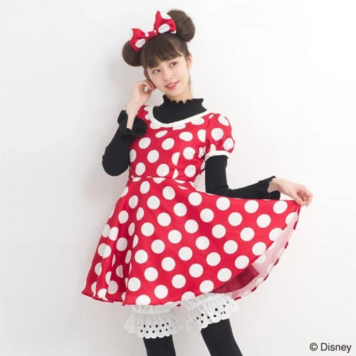 UNDERCOVER Costume Minnie Mo Disney Miele Segreto Pois Cosplay Rosso Poliestere Taglia S