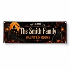 Custom Family Halloween Banner, Personalized Pumpkin Patch Sign, Spooky Seasonal