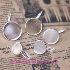 20PCS Silver Plate 10mm Round Blank Settings Earrings 22711