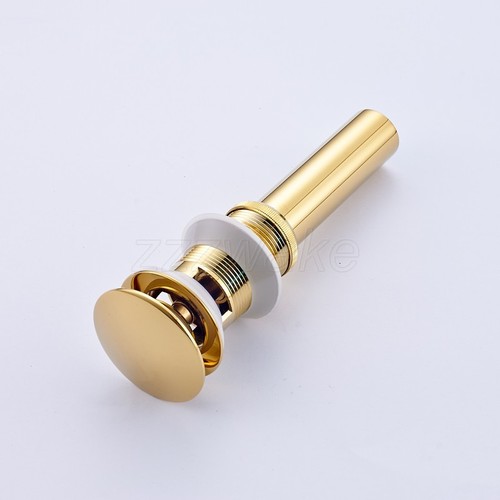 Gold Color Brass Pop Up Drain Basin Vessel Sink Waste Drainer with Overflow - Picture 2 of 4