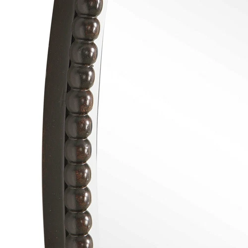 NEW 32" SHERISE OIL RUBBED METAL BEADED OVAL BEVELED WALL VANITY MIRROR 01101 - Picture 4 of 5