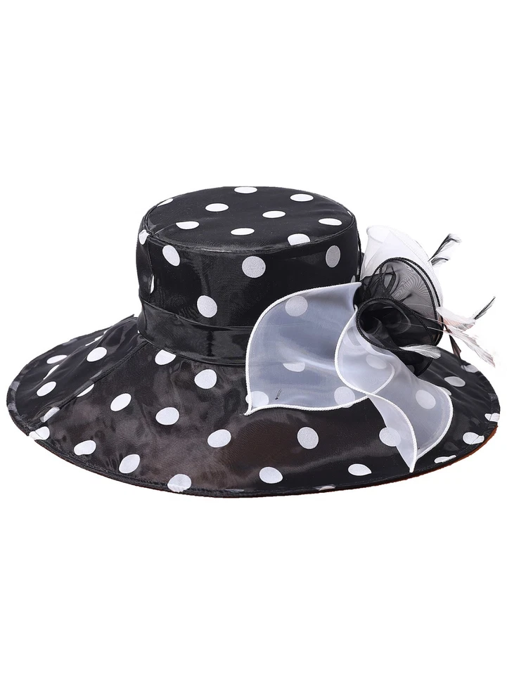 Black Kentucky Dots Fascinator Hat For Women Lady Tea Party Church Derby Hats - Image 2 of 4