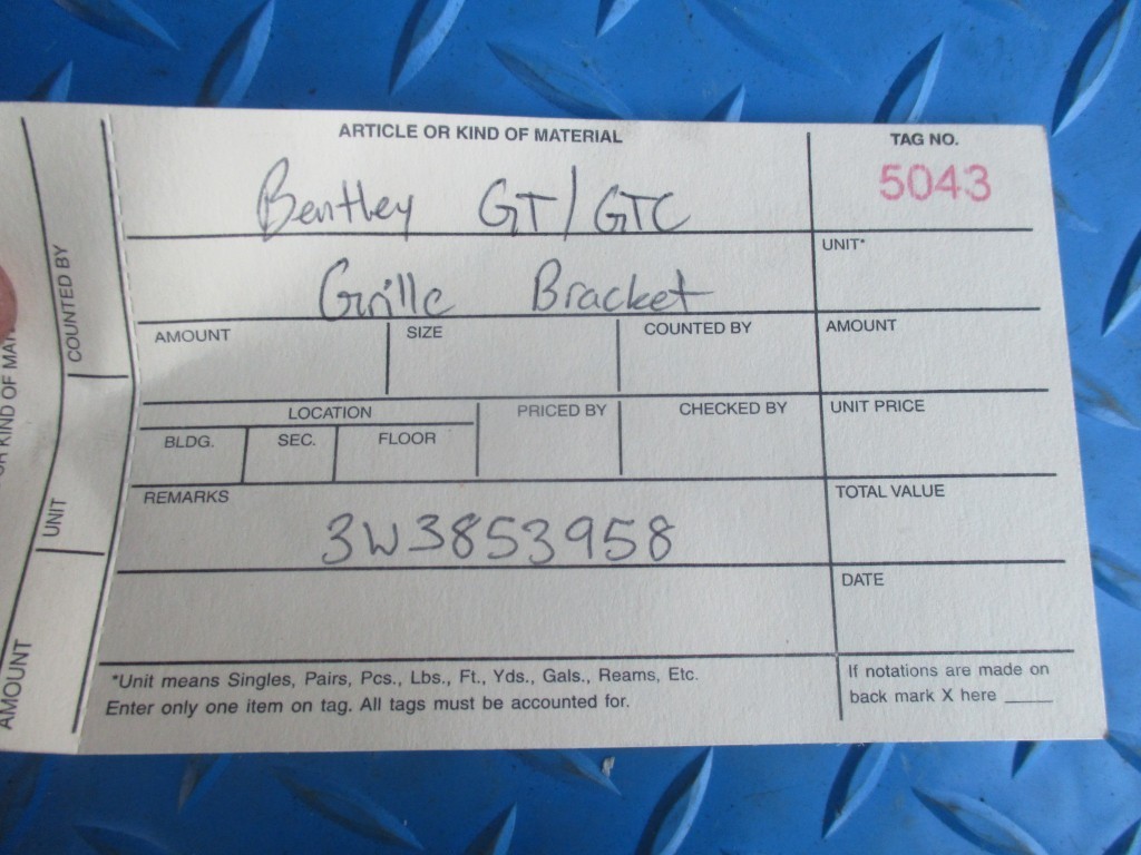 Bentley Continental GT GTC front grille right bracket #5043