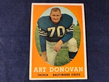 X3-28 FOOTBALL CARD - ART DONOVAN BALTIMORE COLTS - 1958 TOPPS - CARD #106