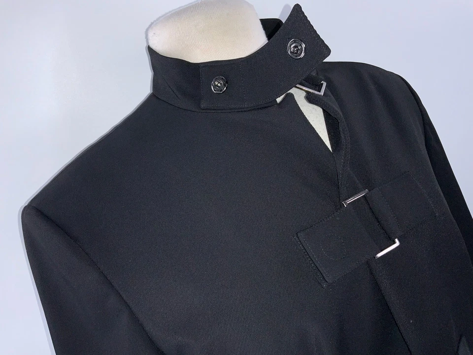 Chaqueta Blazer Etcetera Talla 12 Negra Poli Pestaña Cuello Cierre YGI E2-532 Foto 3 de 4